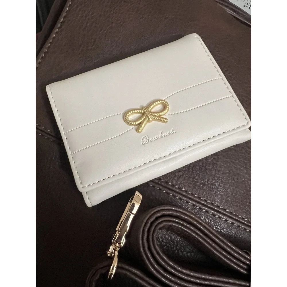 NWT Montana West Women's Handbag Brown Hobo Bag Ivory Wallet Bowknot